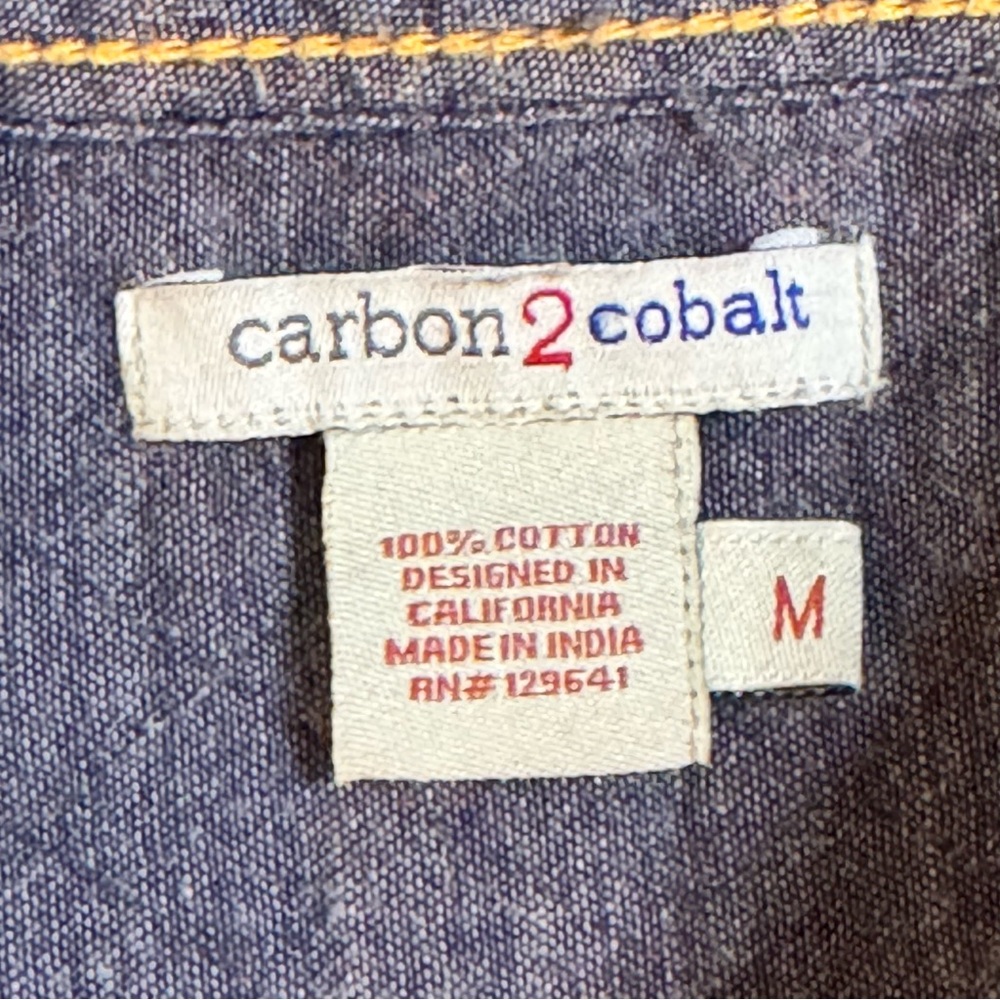 Carbon 2 Cobalt Mens Bonfire Plaid Orange Black Long Sleeve Button Up Shirt Med - Picture 2 of 9